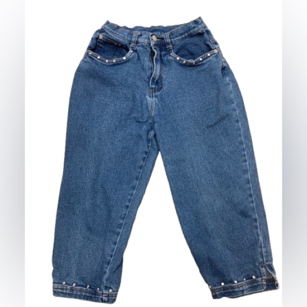 3/$15 Vintage Y2K Rhinestone Embellished Denim Capris, Bermudas Summer Women’s 4